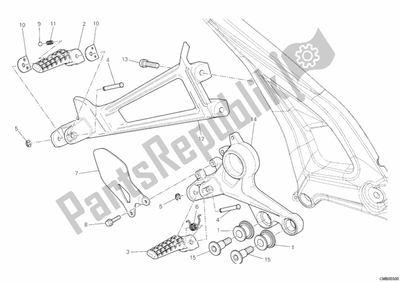 Todas as partes de Apoios Para Os Pés, Certo do Ducati Monster 1100 EVO ABS USA 2012